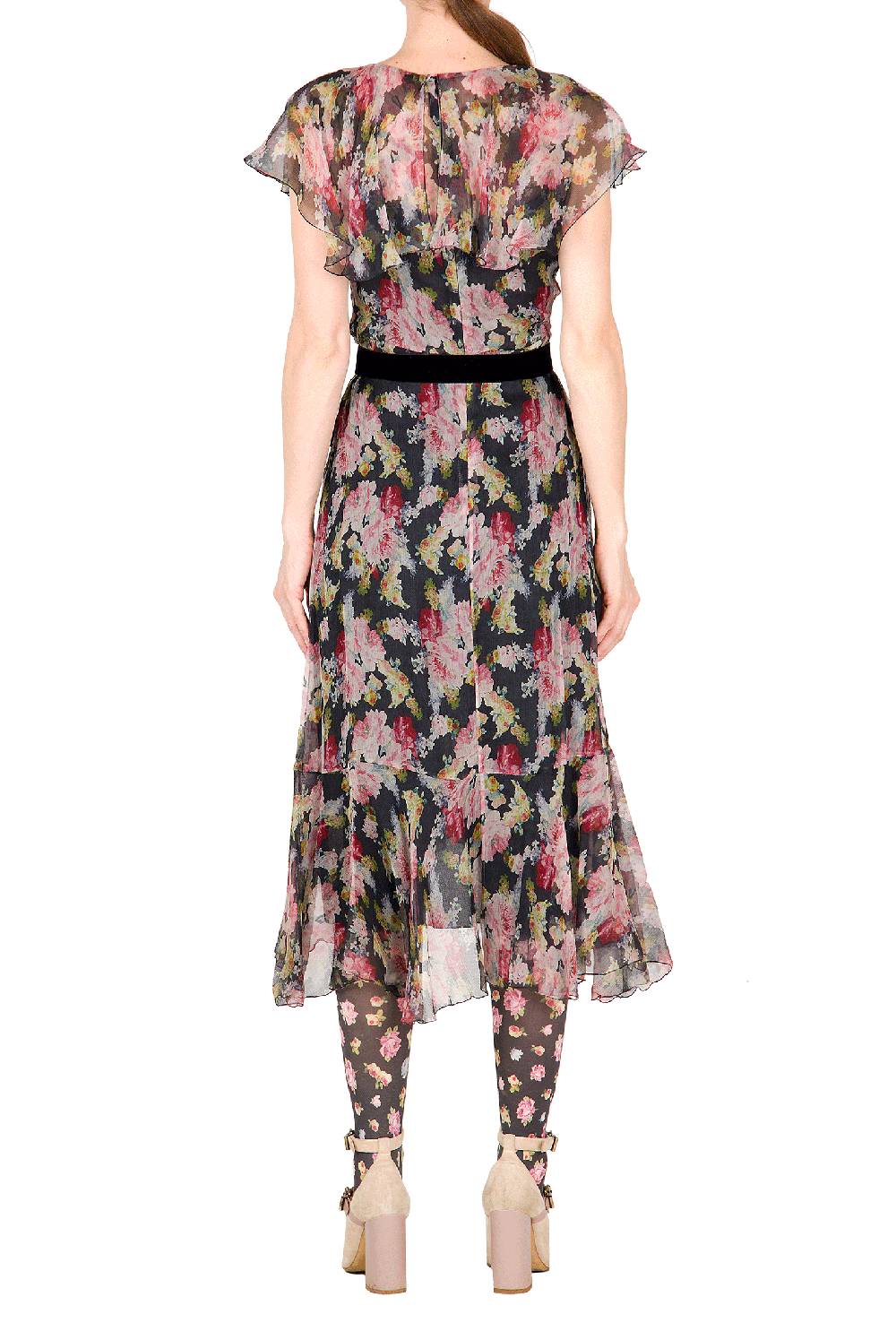 Luisa Beccaria Abito a portafoglio in chiffon floreale Nuovo