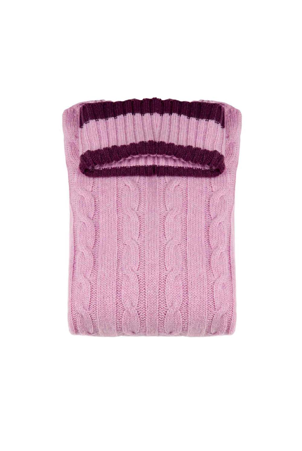 Luisa Beccaria Maglione dolcevita in cashmere a trecce rosa Novità