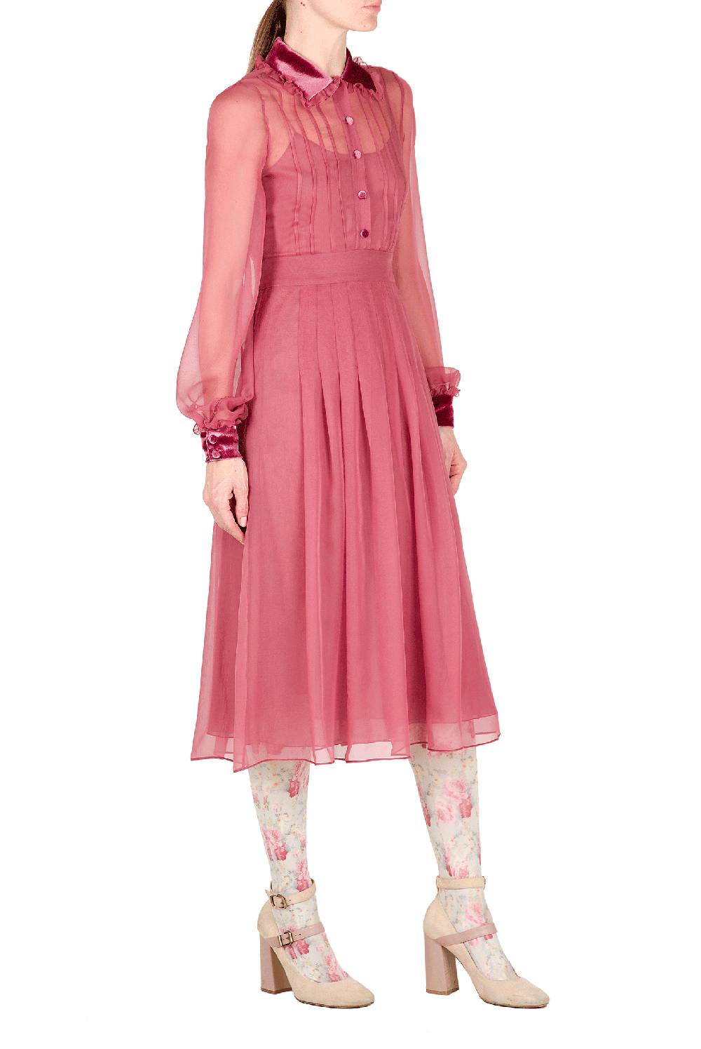Luisa Beccaria Abito in chiffon con passamaneria in velluto Nuova