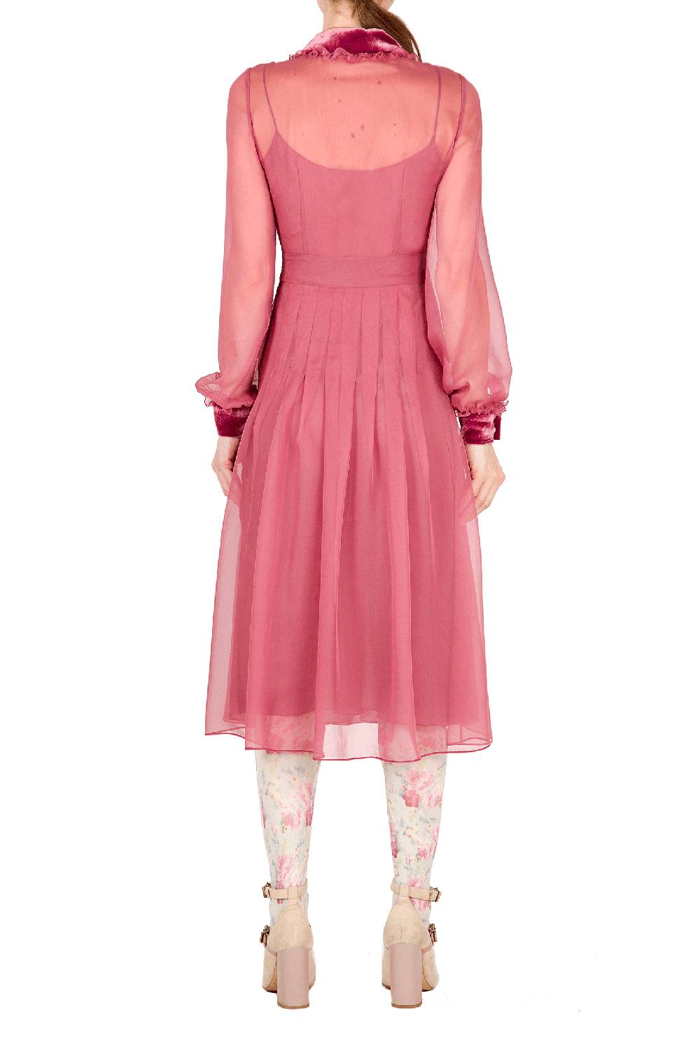 Luisa Beccaria Abito in chiffon con passamaneria in velluto Nuova
