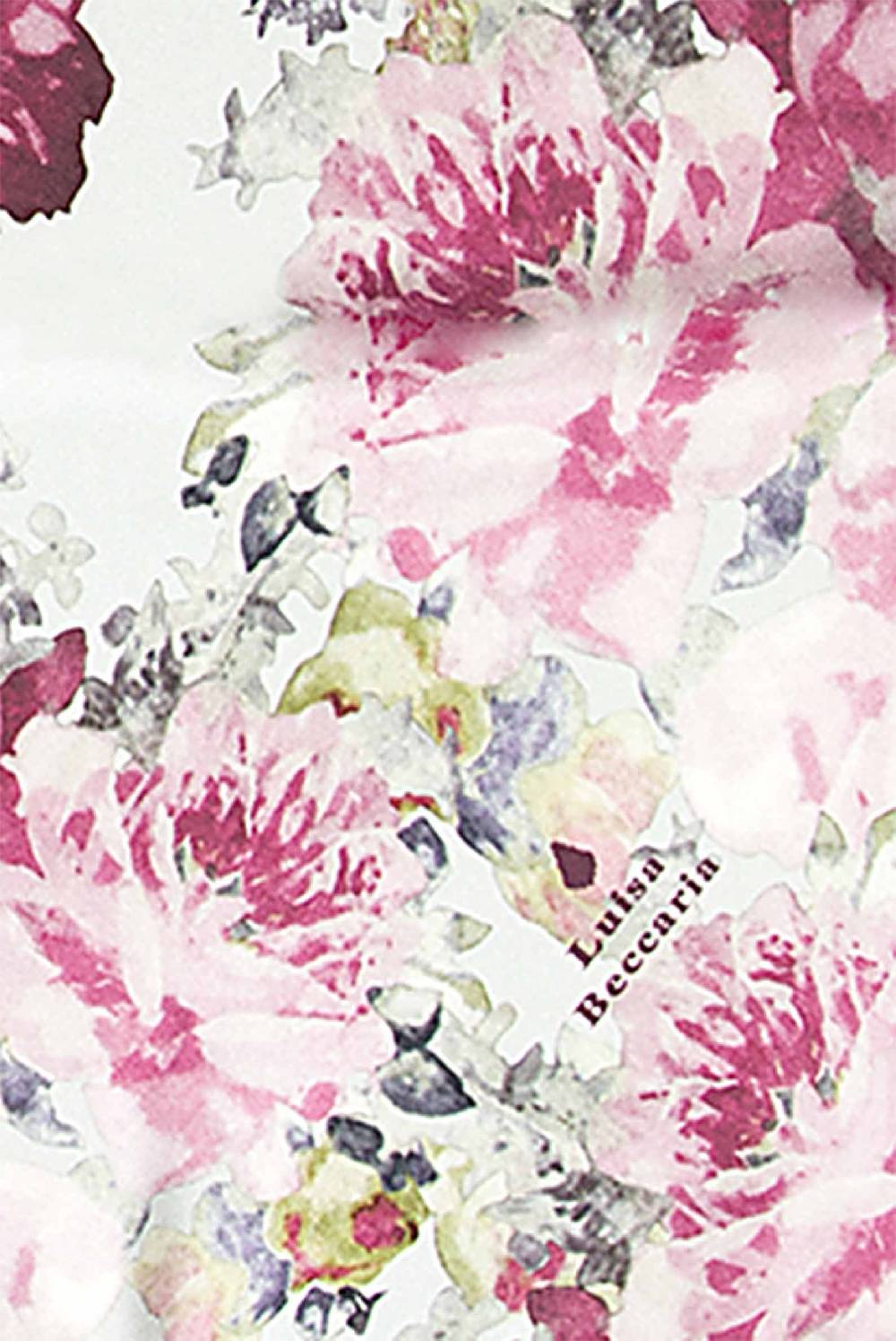 Luisa Beccaria Sciarpa in seta stampata con rose floreali Italy