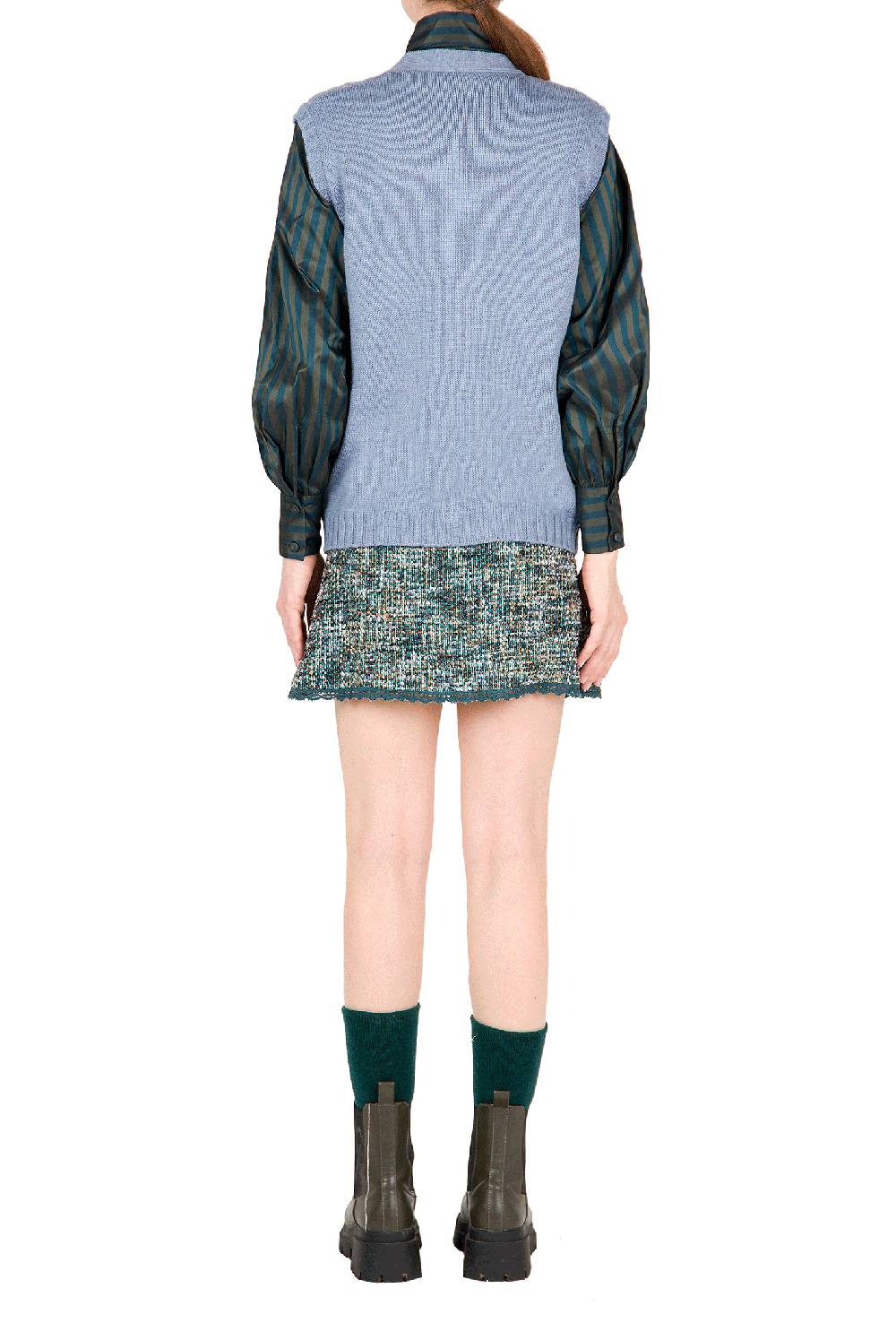 Luisa Beccaria Gilet in lana ritorta Blu Pezzi Unici