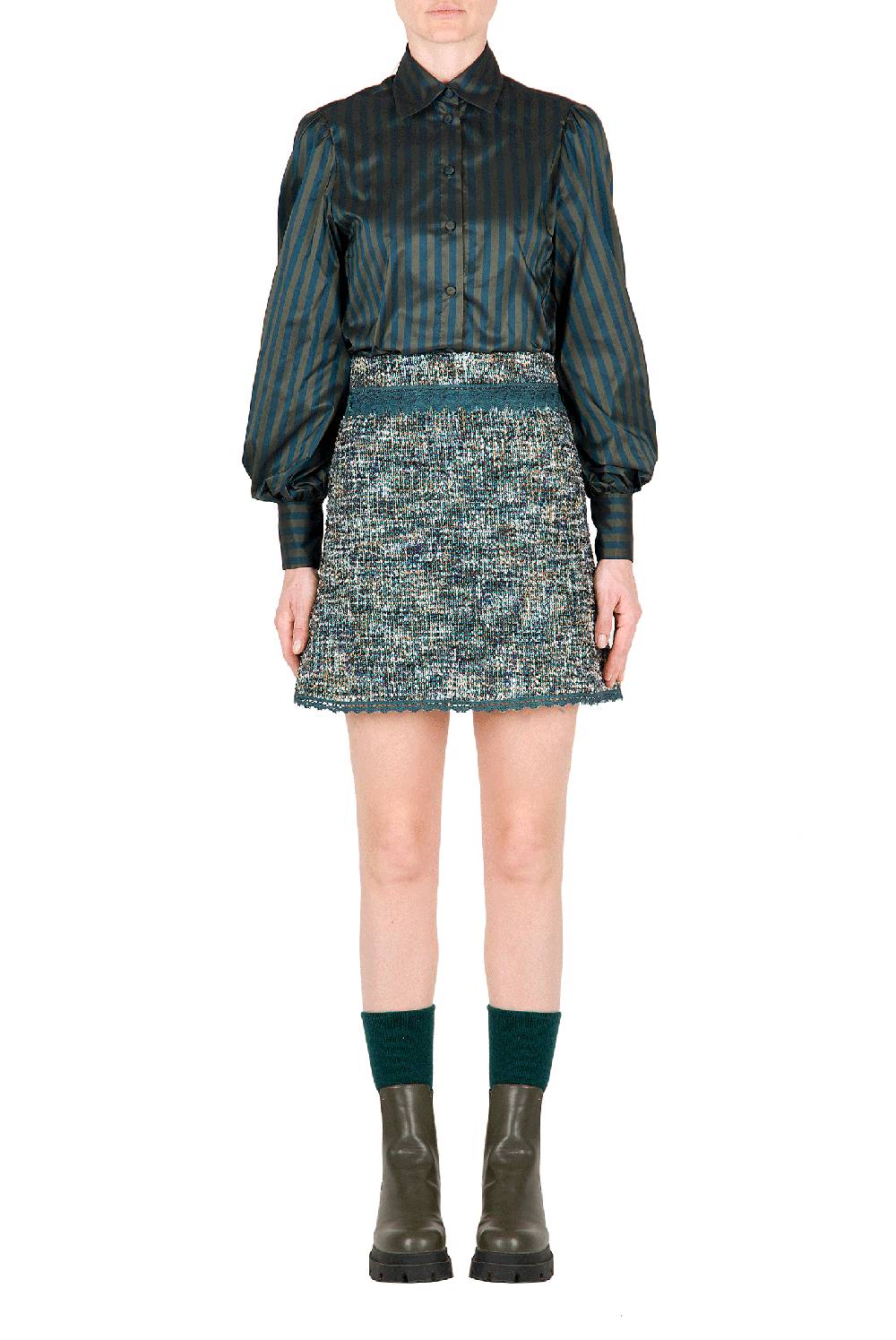 Luisa Beccaria Minigonna in tweed con pizzo Qualità Garantita