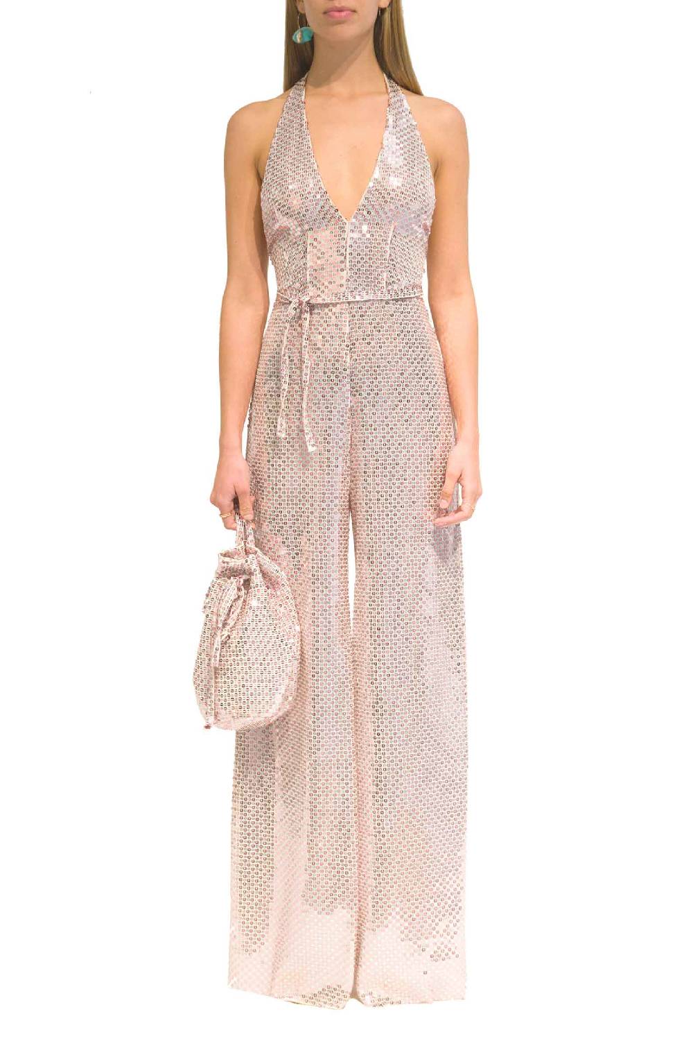 Luisa Beccaria Tuta Meck Halter con paillettes Shopping Online
