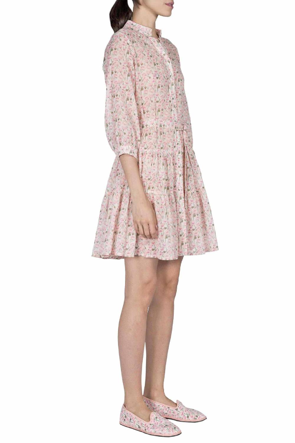 Luisa Beccaria Mini abito rosa Papaveri in cotone Novità