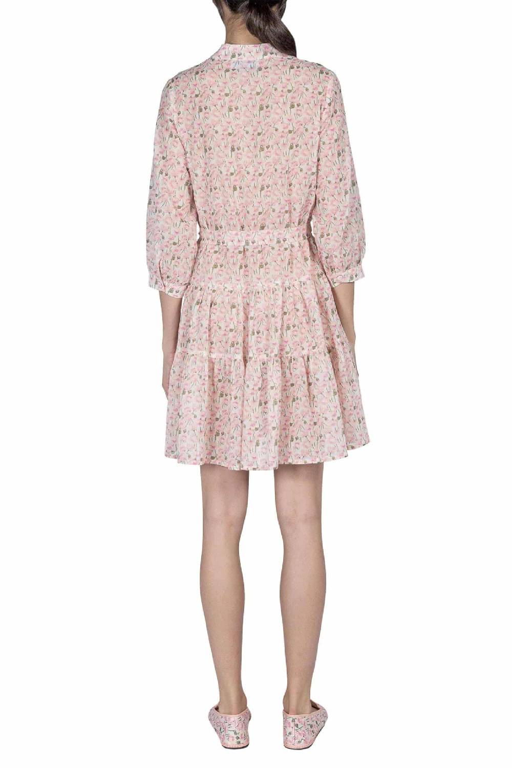 Luisa Beccaria Mini abito rosa Papaveri in cotone Novità