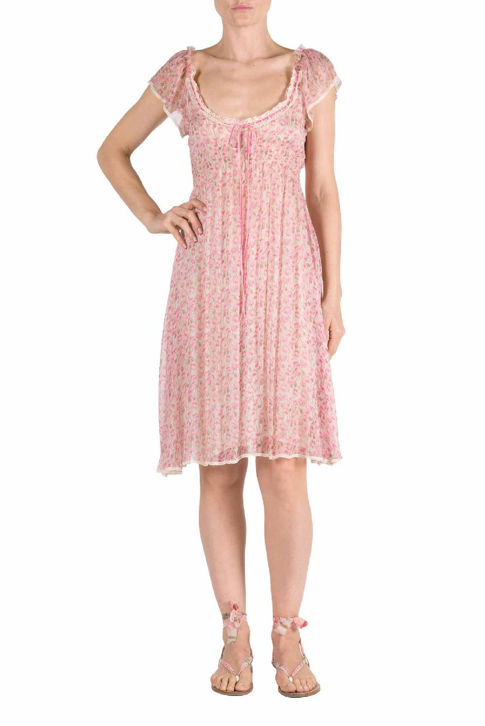 Luisa Beccaria Abito in chiffon con micro papaveri Outlet