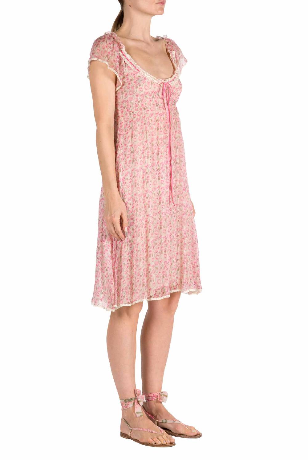 Luisa Beccaria Abito in chiffon con micro papaveri Outlet
