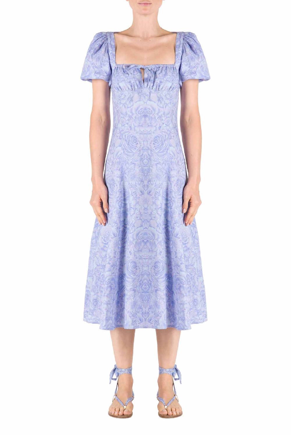 Luisa Beccaria Abito in lino stampato rose Offerte