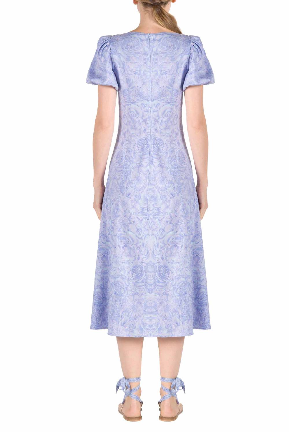 Luisa Beccaria Abito in lino stampato rose Offerte