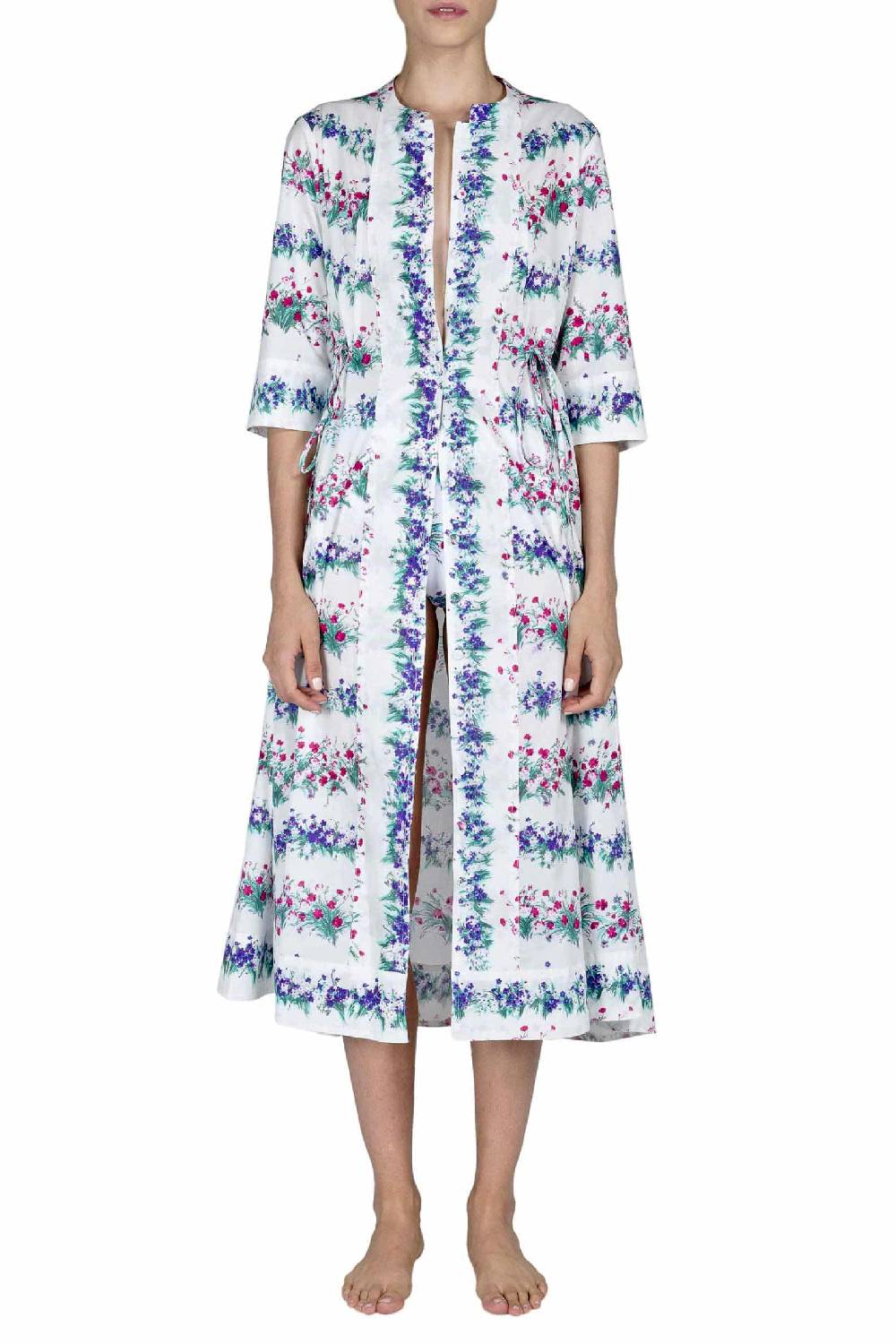 Luisa Beccaria Abito Midi Caftano Blu Stampa Fiori Vendite Flash