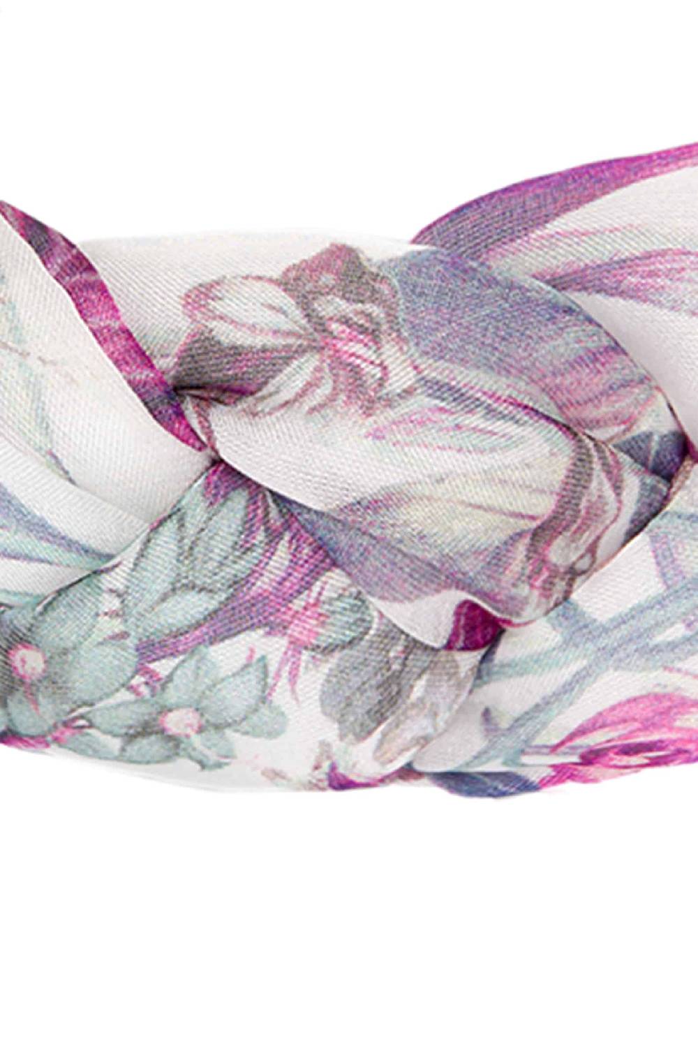 Luisa Beccaria Fascia per capelli intrecciata in chiffon di seta floreale In Saldo