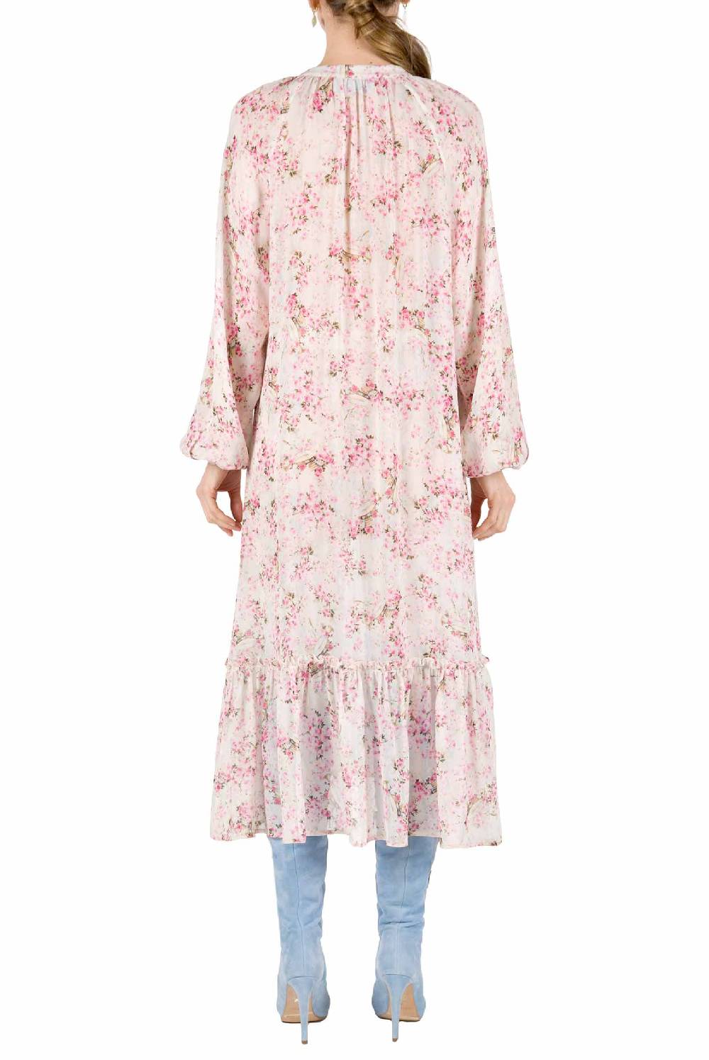 Luisa Beccaria Abito ampio raglan con stampa boccioli di rosa Sconto
