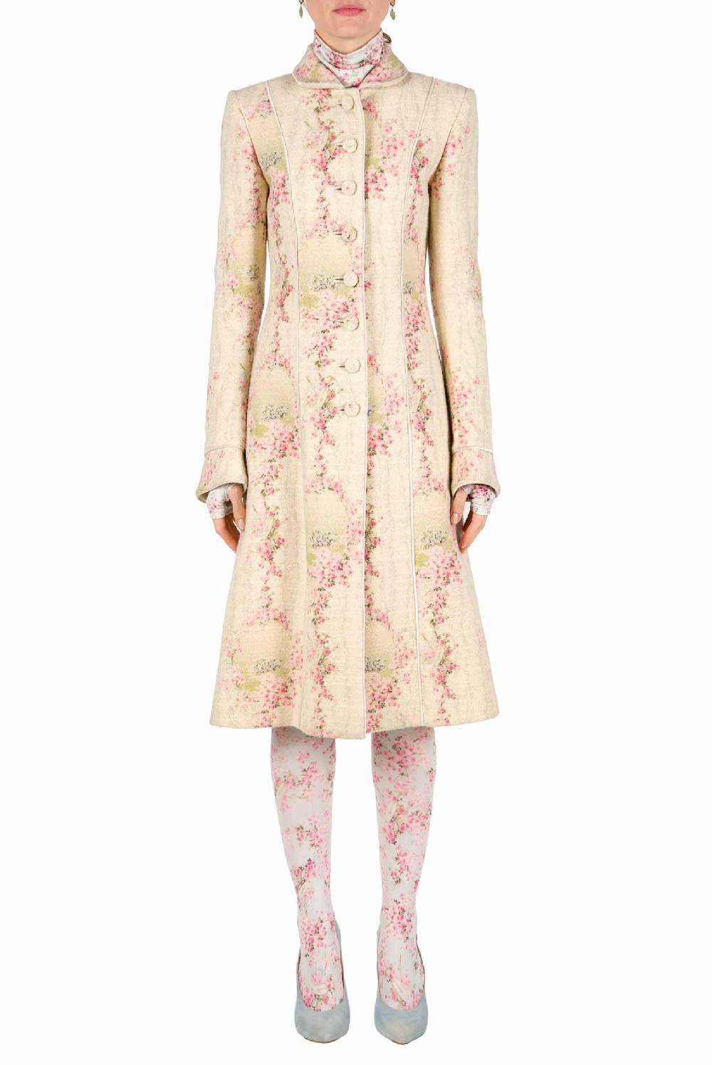 Luisa Beccaria Cappotto Cerchio Di Rose In Lana Con Lurex Offerta