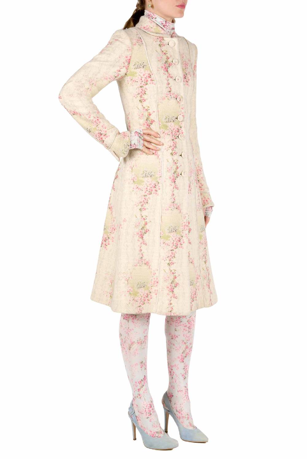 Luisa Beccaria Cappotto Cerchio Di Rose In Lana Con Lurex Offerta