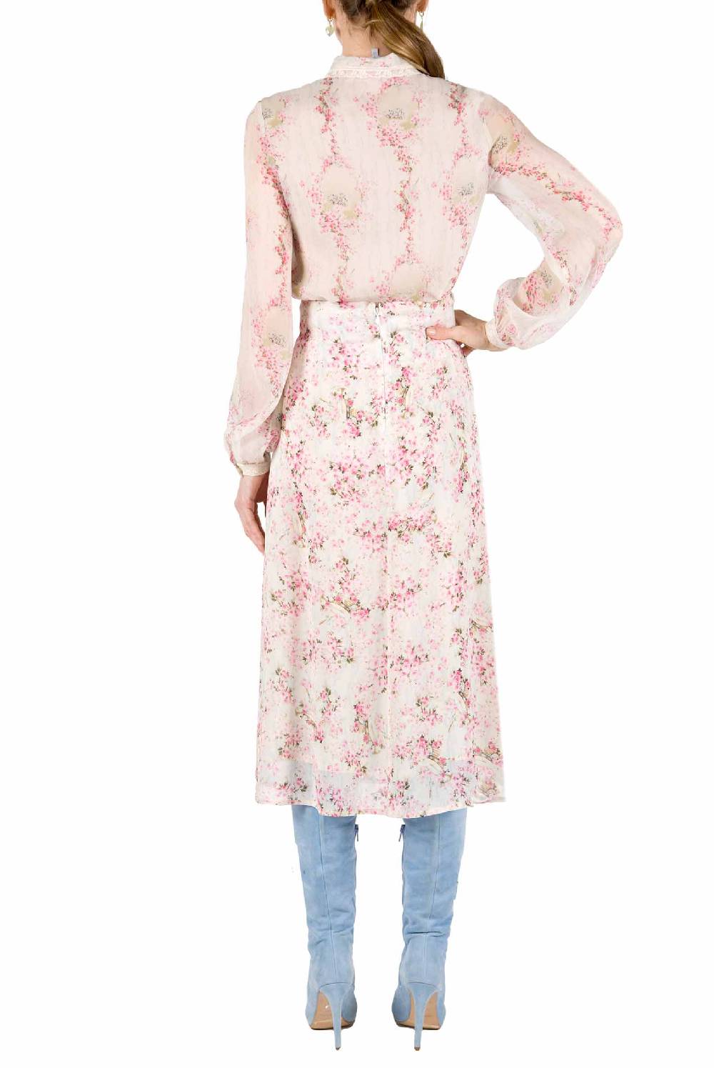 Luisa Beccaria Cerchio Di Rose Camicia In Chiffon Economico