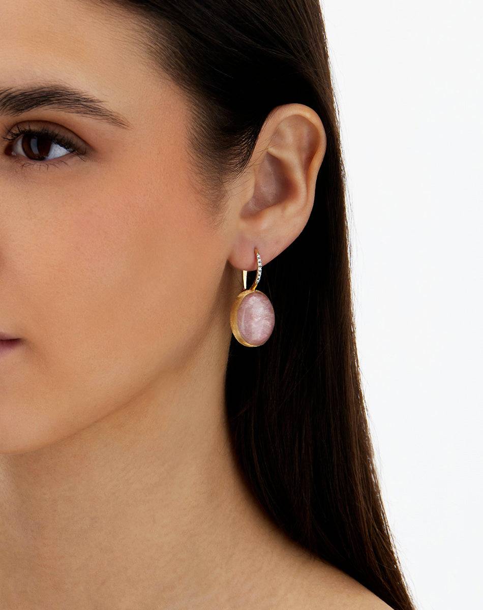 Nanis Orecchini Ciliegine Rosolio "Boules" in oro inciso, diamanti, cristall – Nanis Italian Jewels Shopping Online