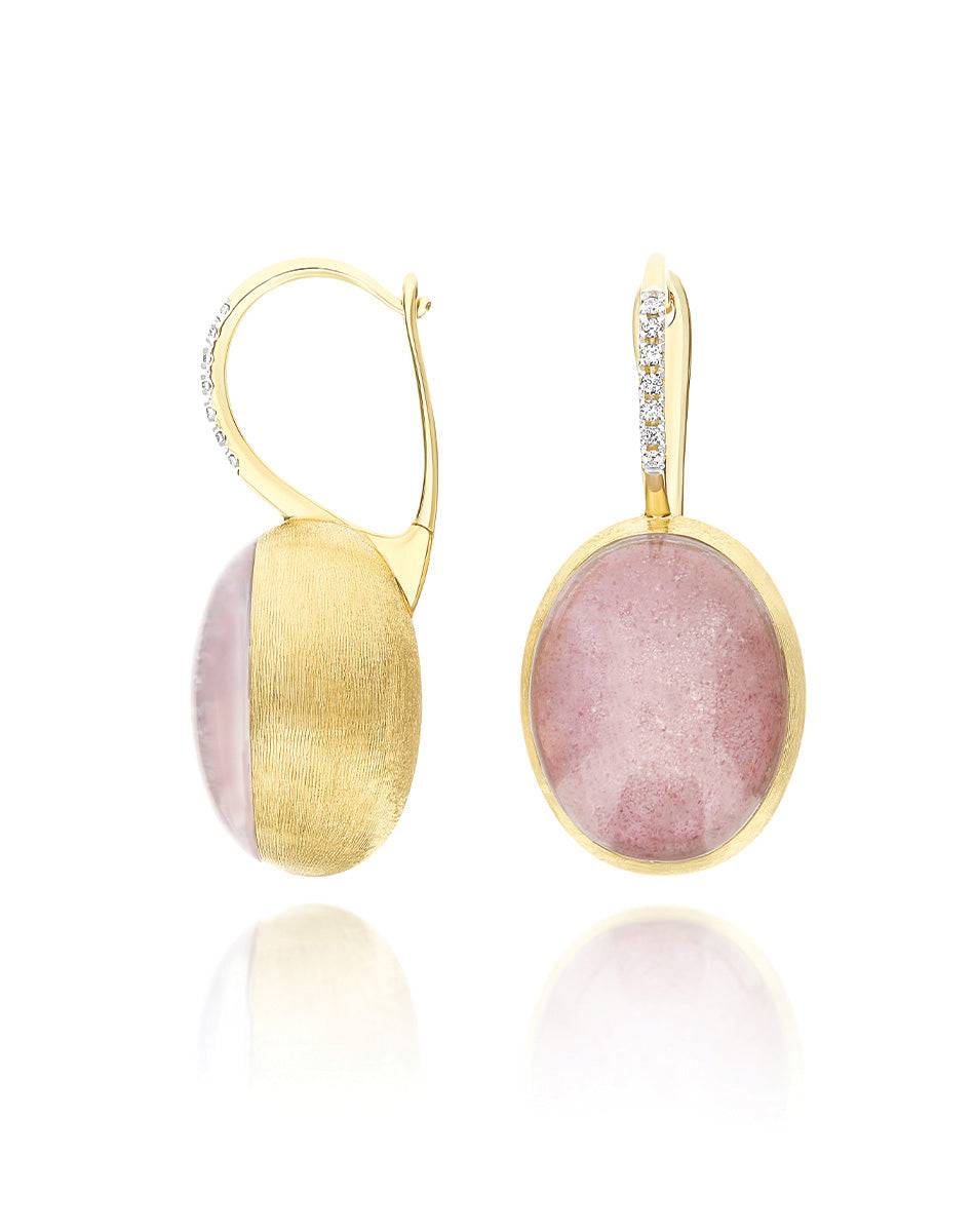 Nanis Orecchini Ciliegine Rosolio "Boules" in oro inciso, diamanti, cristall – Nanis Italian Jewels Shopping Online