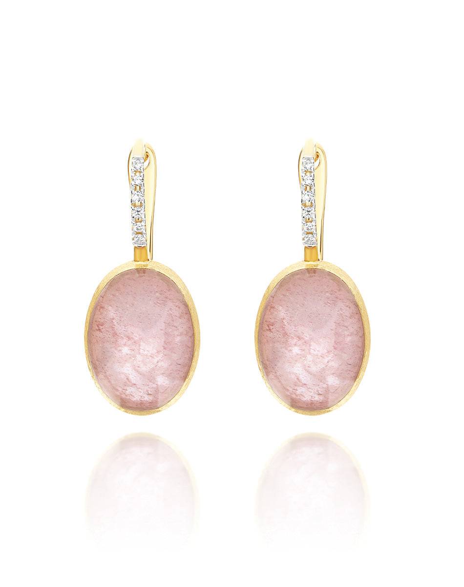 Nanis Orecchini Ciliegine Rosolio "Boules" in oro inciso, diamanti, cristall – Nanis Italian Jewels