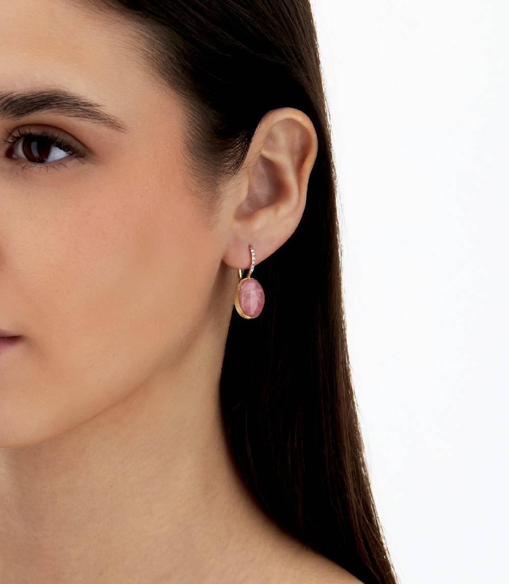 Nanis Orecchini Ciliegine Rosolio "Boules" in oro inciso, diamanti, cristall – Nanis Italian Jewels Affare Del Giorno