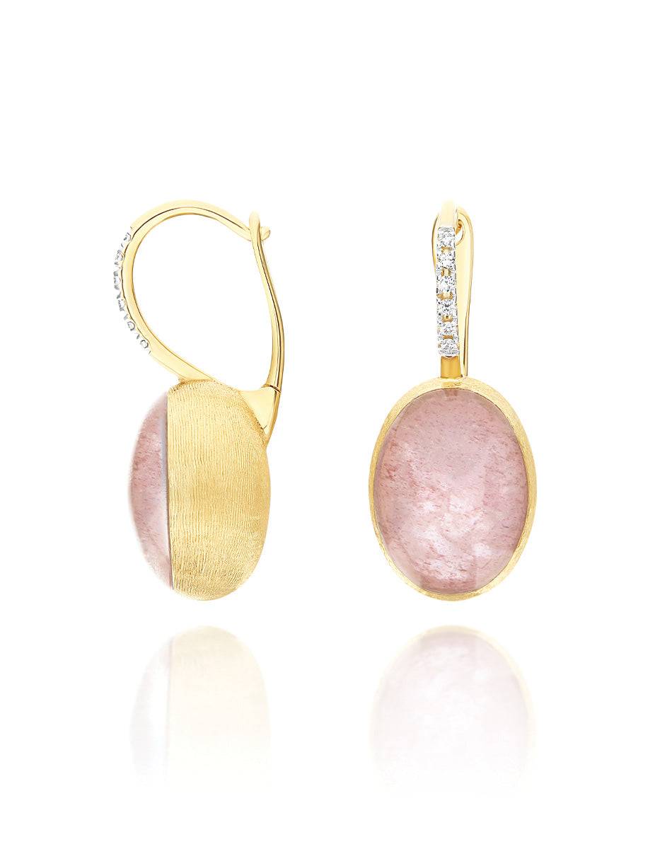 Nanis Orecchini Ciliegine Rosolio "Boules" in oro inciso, diamanti, cristall – Nanis Italian Jewels Affare Del Giorno