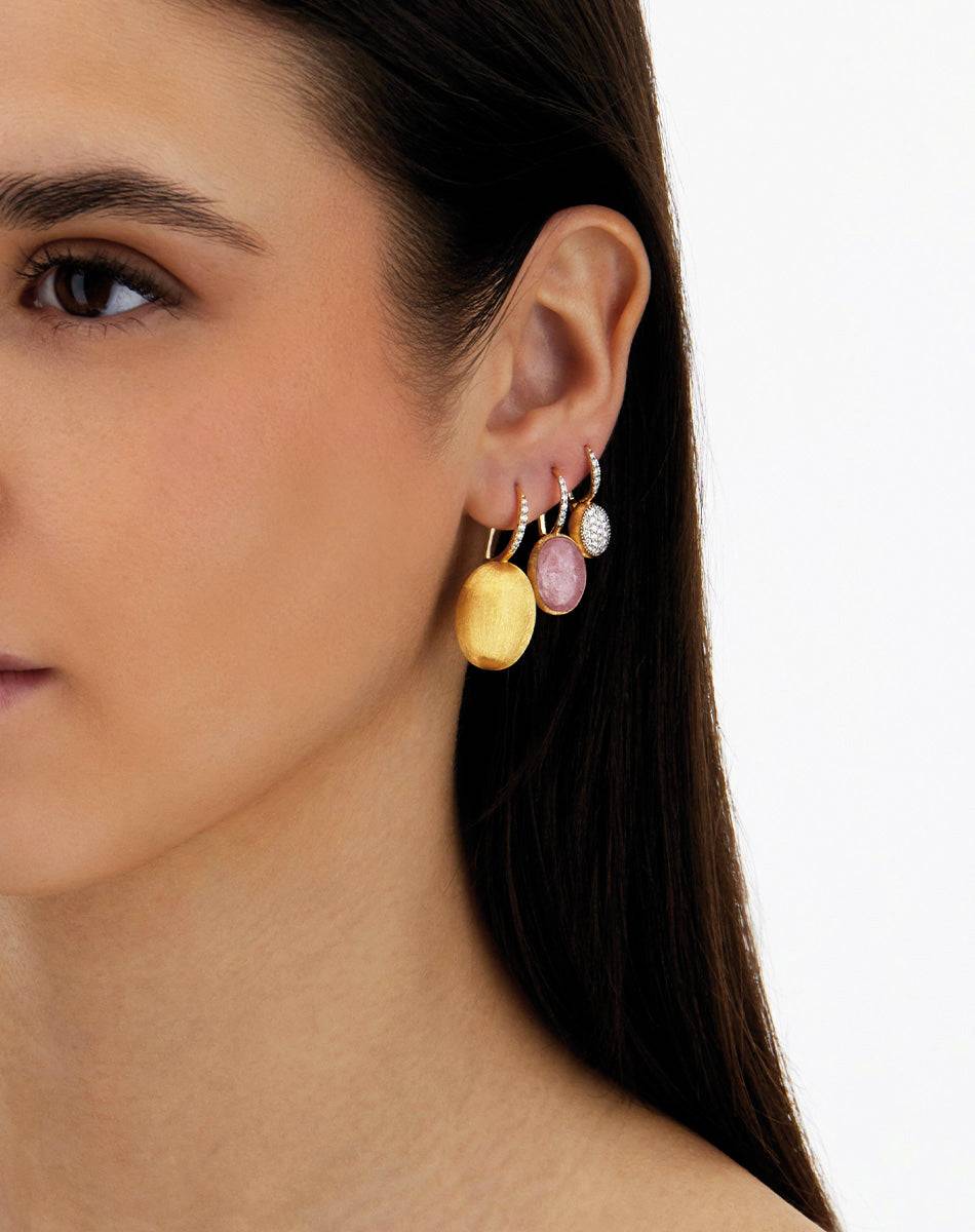 Nanis Orecchini Ciliegine Rosolio "Boules" in oro inciso, diamanti, cristall – Nanis Italian Jewels Affare Del Giorno
