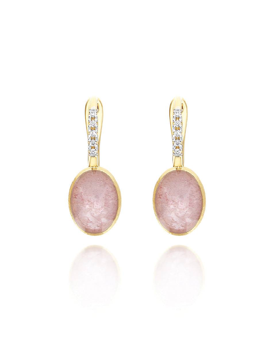 Nanis Orecchini Ciliegine Rosolio "Boules" in oro inciso, diamanti, cristall – Nanis Italian Jewels