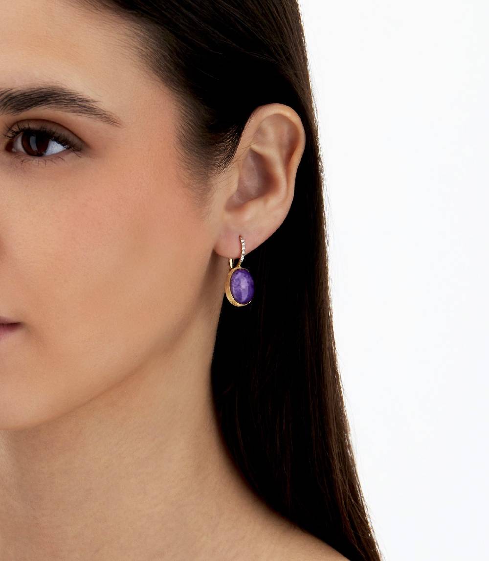 Nanis Orecchini Ciliegine Violetta "Boules" in oro inciso, diamanti, lepidol – Nanis Italian Jewels Sconto