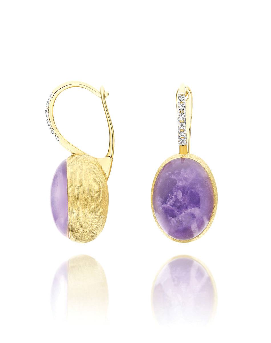 Nanis Orecchini Ciliegine Violetta "Boules" in oro inciso, diamanti, lepidol – Nanis Italian Jewels Sconto