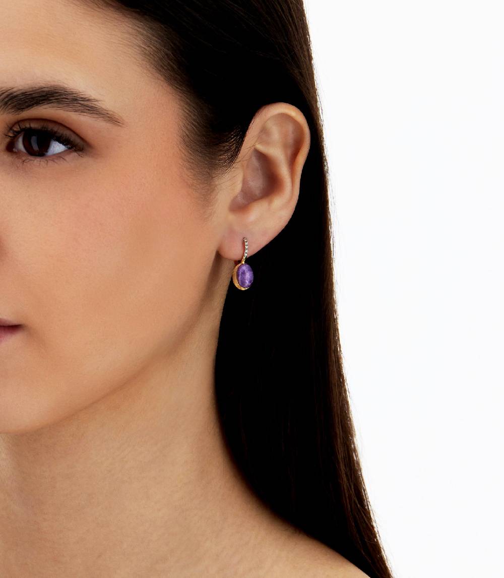 Nanis Orecchini Ciliegine Violetta "Boules" in oro inciso, diamanti, lepidol – Nanis Italian Jewels Offerta