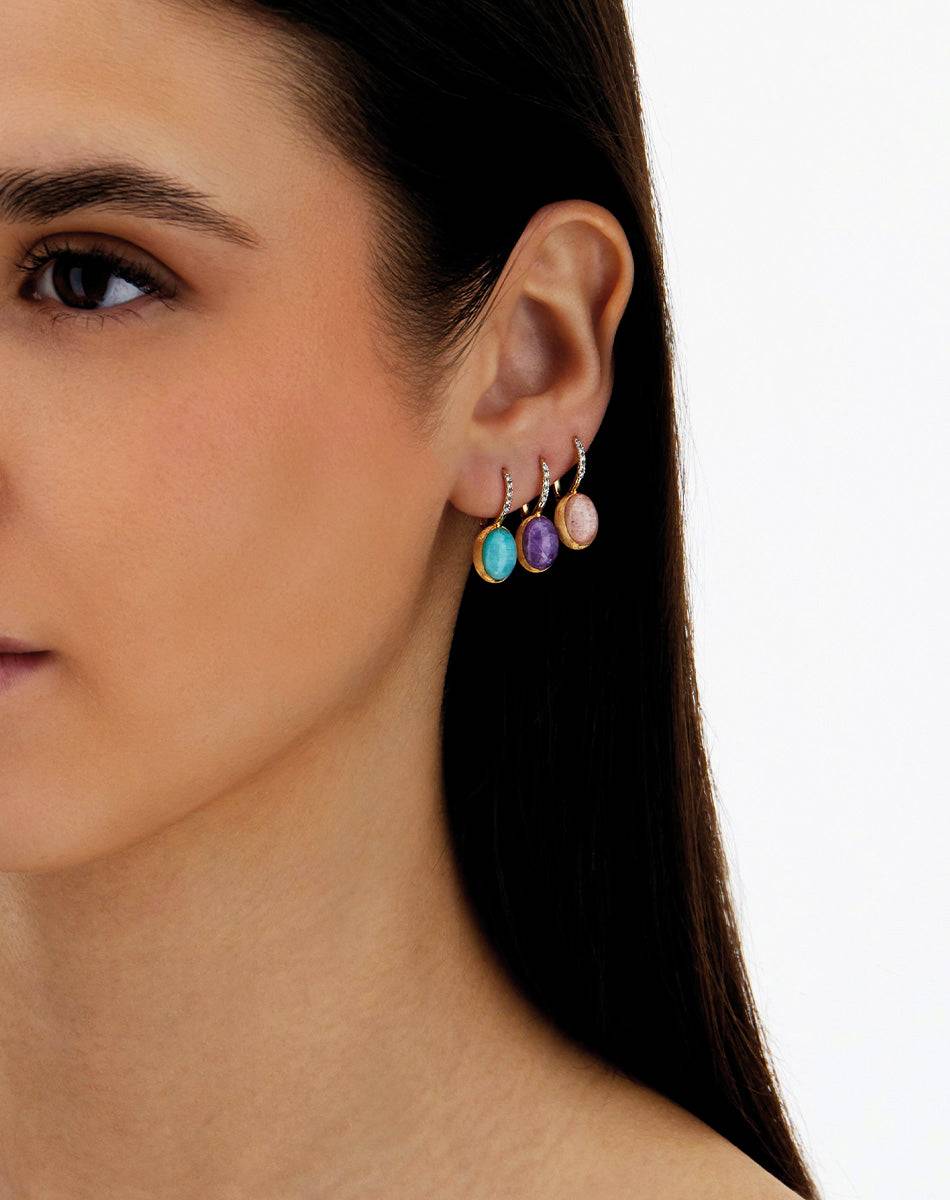 Nanis Orecchini Ciliegine Violetta "Boules" in oro inciso, diamanti, lepidol – Nanis Italian Jewels Offerta