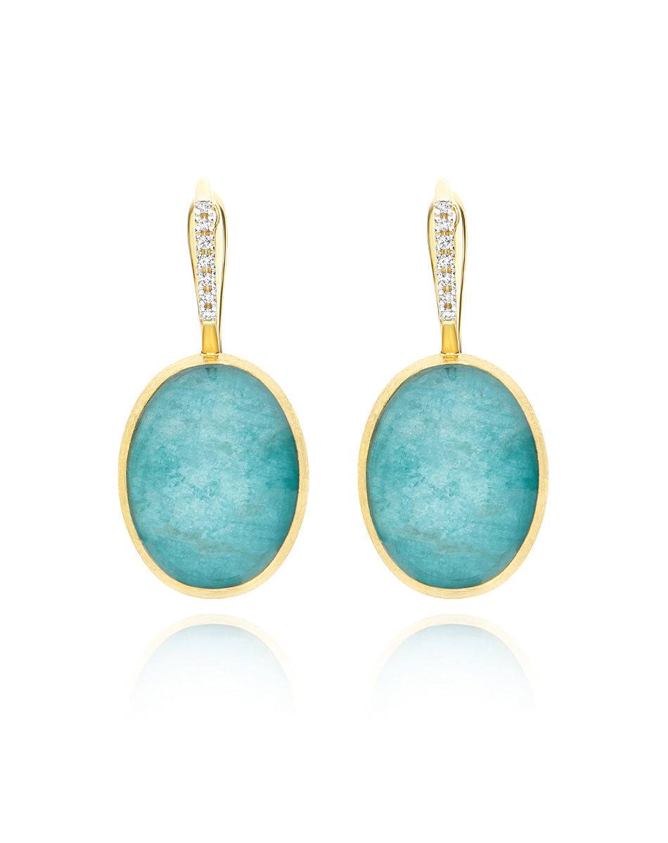 Nanis Orecchini Ciliegine Anice "Boules" in oro inciso, diamanti, cristallo – Nanis Italian Jewels