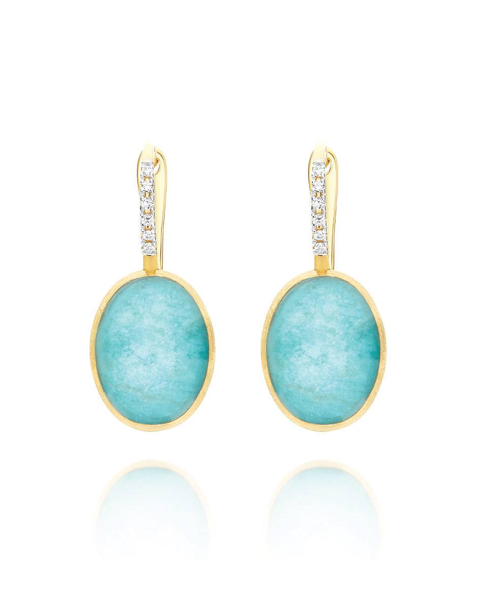 Nanis Orecchini Ciliegine Anice "Boules" in oro inciso, diamanti, cristallo – Nanis Italian Jewels