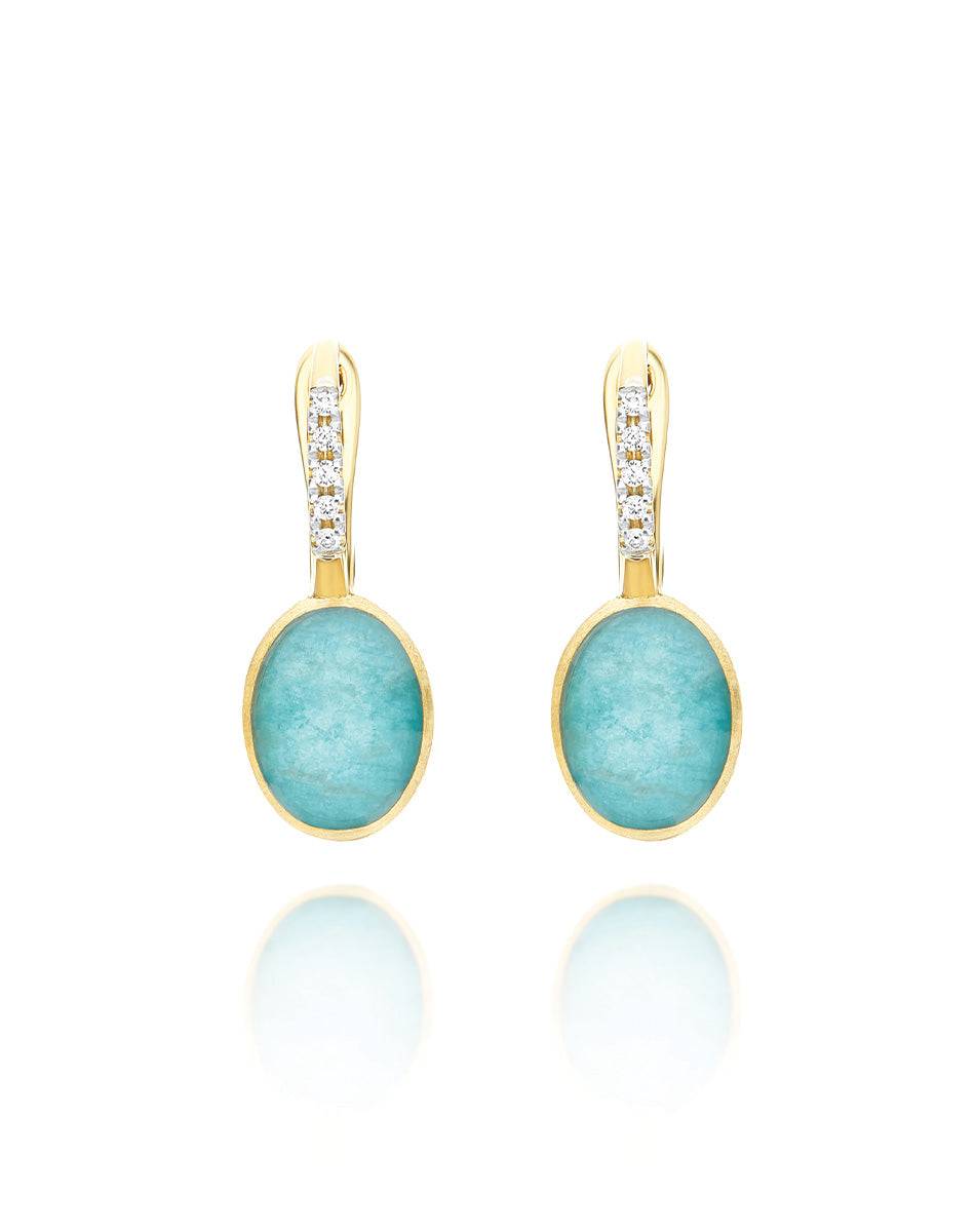Nanis Orecchini Ciliegine Anice "Boules" in oro inciso, diamanti, cristallo – Nanis Italian Jewels