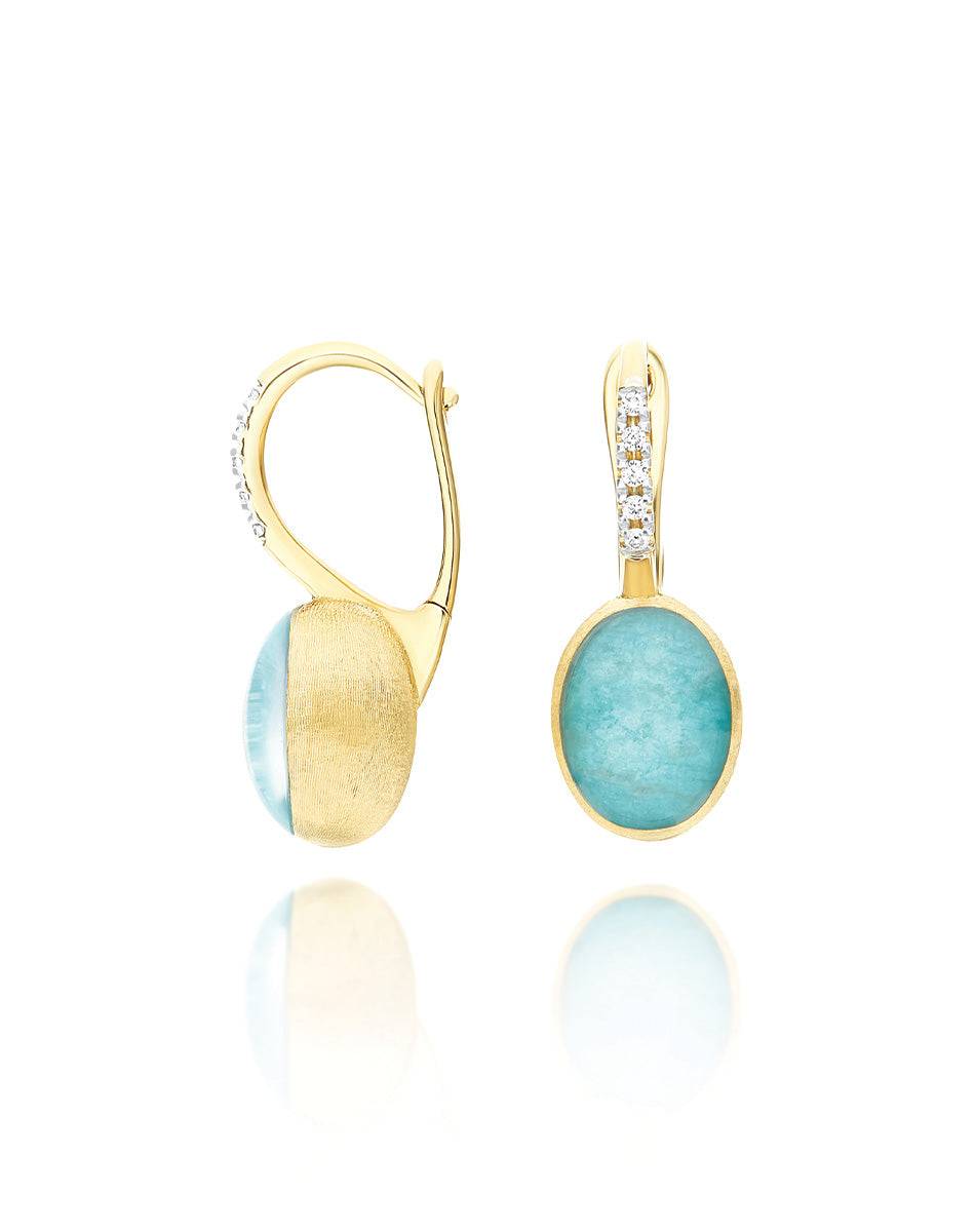 Nanis Orecchini Ciliegine Anice "Boules" in oro inciso, diamanti, cristallo – Nanis Italian Jewels Outlet