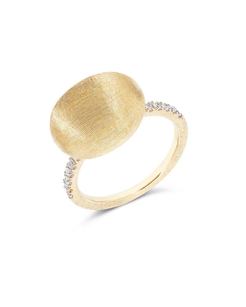 Nanis Anello "DANCING ÉLITE" con boule in oro incisa a mano e pavé di diaman – Nanis Italian Jewels 2025