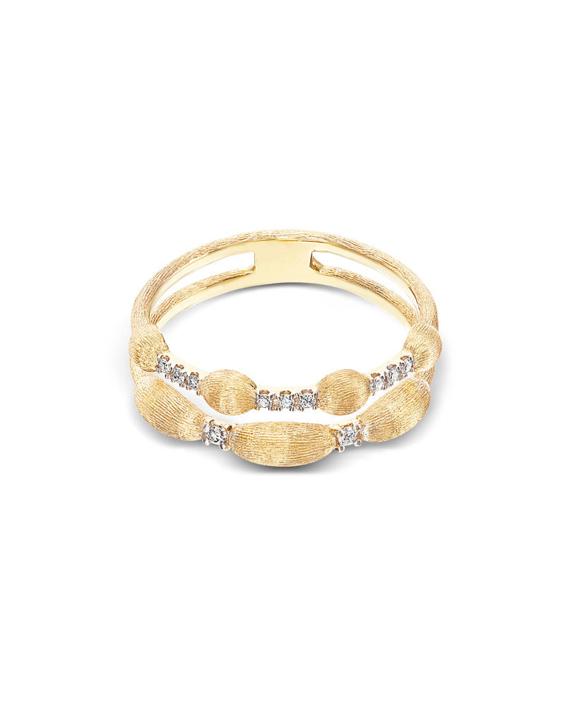 Nanis Anello "DANCING ÉLITE" a doppia fascia con boules irregolari in oro e – Nanis Italian Jewels Qualità Garantita