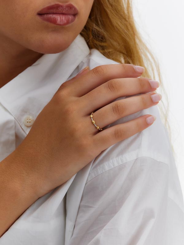 Nanis Anello "DANCING ÉLITE" con boules in oro e barrette di diamanti – Nanis Italian Jewels Promozione Limitata