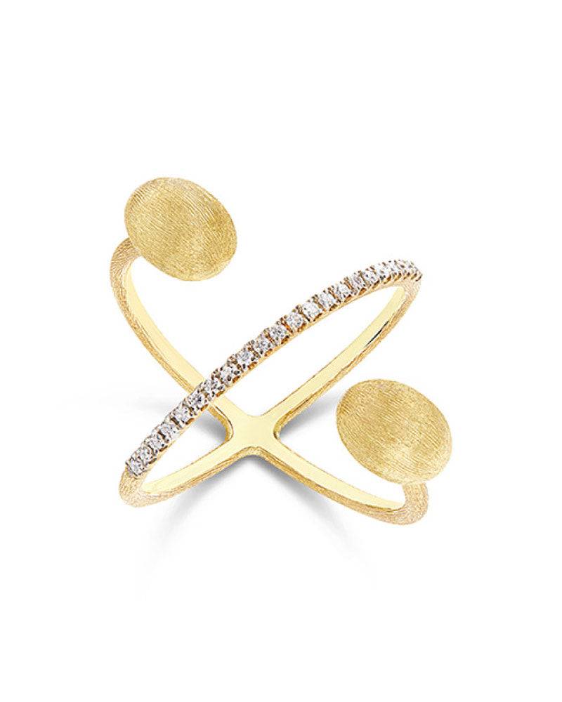 Nanis Anello ad incrocio "DANCING ÉLITE" con boules incise a mano in oro e d – Nanis Italian Jewels