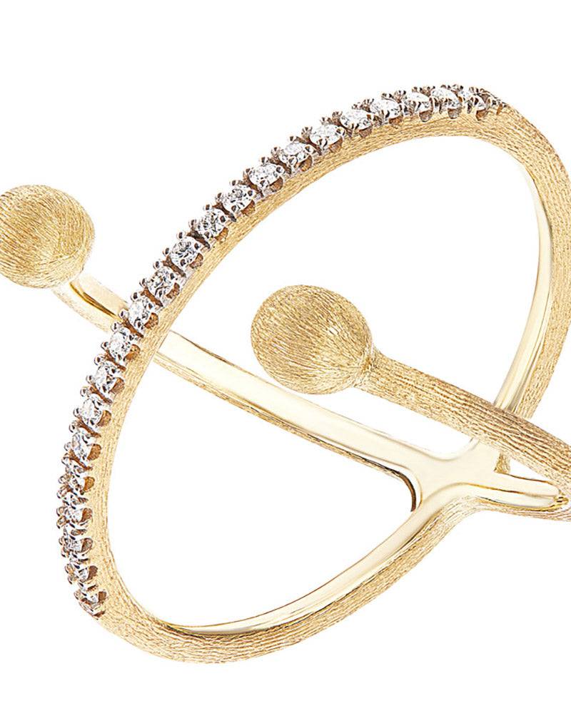 Nanis Anello ad incrocio "DANCING ÉLITE" con boules incise a mano in oro e d – Nanis Italian Jewels Affare Del Giorno