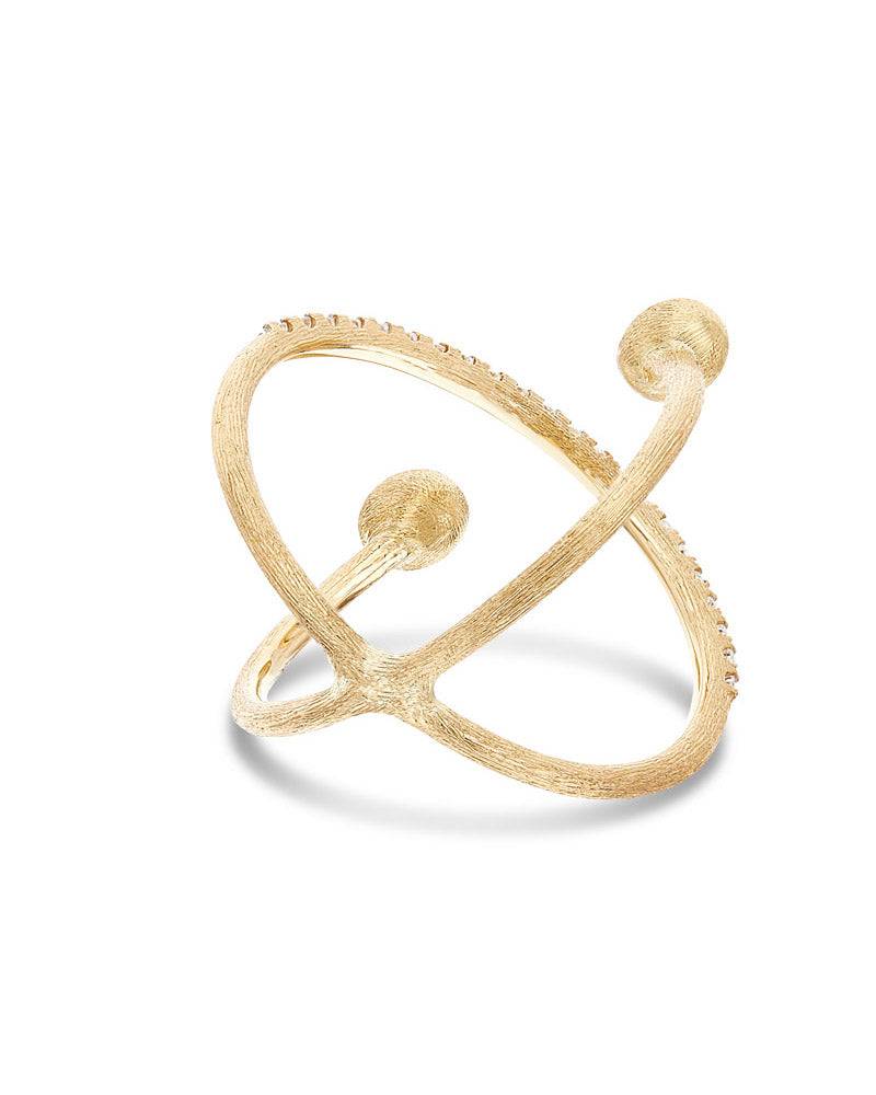 Nanis Anello ad incrocio "DANCING ÉLITE" con boules incise a mano in oro e d – Nanis Italian Jewels Affare Del Giorno