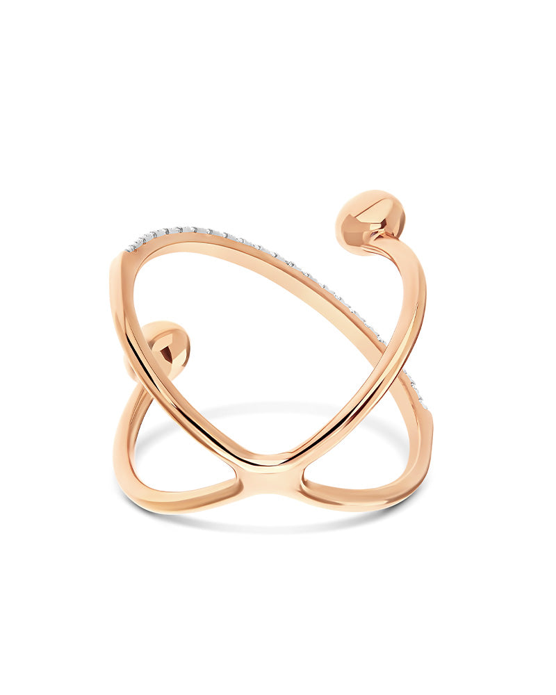 Nanis Anello ad incrocio "DANCING ÉLITE" con boules in oro rosa e diamanti ( – Nanis Italian Jewels Nuova