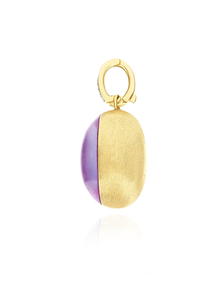 Nanis Charm Violetta "Boules" in oro inciso, diamanti, lepidolite e madreper – Nanis Italian Jewels Affare Del Giorno