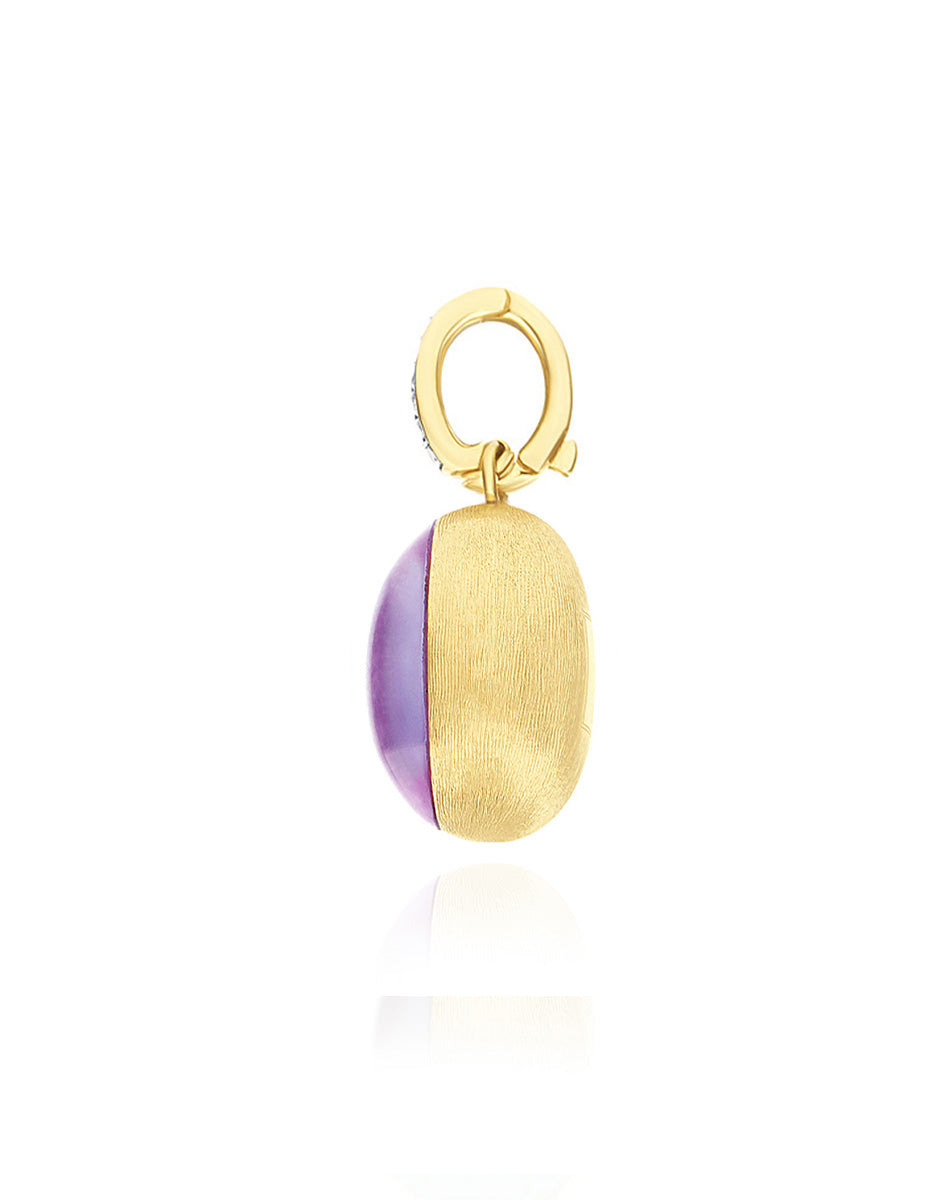 Nanis Charm Violetta "Boules" in oro inciso, diamanti, lepidolite e madreper – Nanis Italian Jewels Prezzo Ridotto