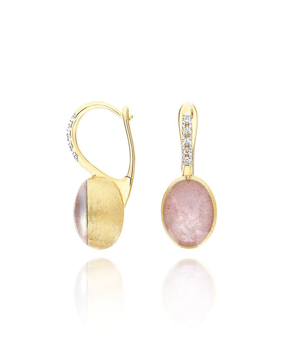 Nanis Orecchini Ciliegine Rosolio "Boules" in oro inciso, diamanti, cristall – Nanis Italian Jewels Vendita Economica