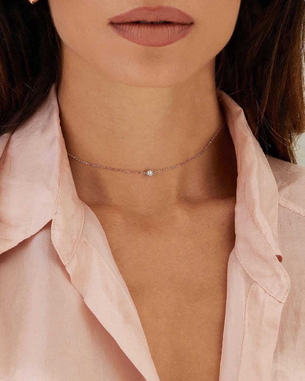 Nanis Collana punto luce "DANCING ÉLITE" in oro rosa e boule in diamanti – Nanis Italian Jewels Italy