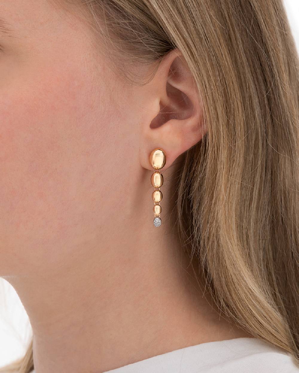 Nanis Orecchini "nuvolette" pendenti con boules degradé in oro rosa e diaman – Nanis Italian Jewels Pezzi Unici