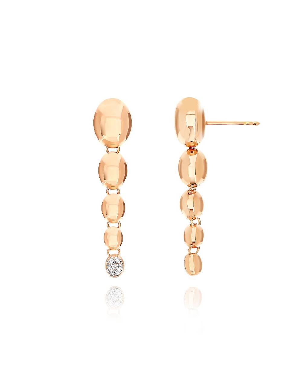 Nanis Orecchini "nuvolette" pendenti con boules degradé in oro rosa e diaman – Nanis Italian Jewels Pezzi Unici