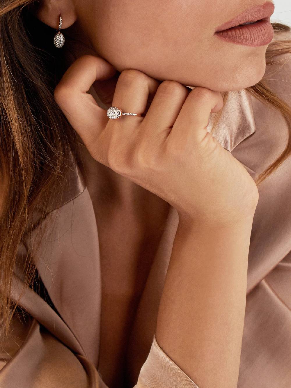 Nanis Anello di fidanzamento "DANCING ÉLITE" romantico in oro rosa e diamant – Nanis Italian Jewels Shopping Online