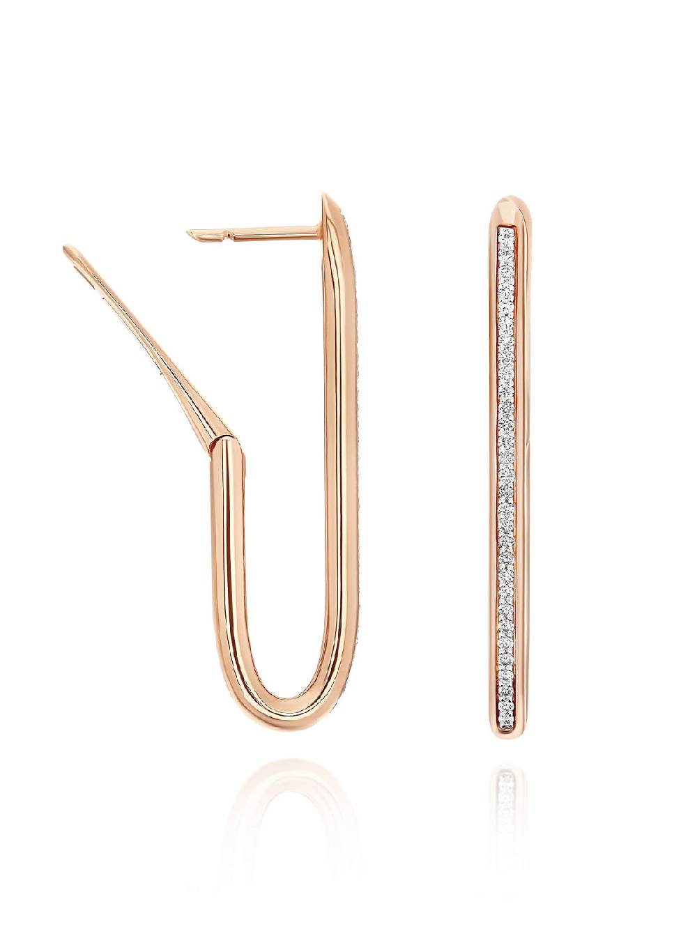 Nanis Orecchini a cerchio "libera" squadrati grandi in oro rosa e diamanti – Nanis Italian Jewels Sconto